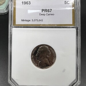 1963 5c Jefferson Nickel Coin PCI PR67 DCAM Deep Cameo