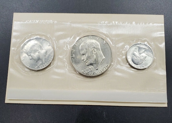1776 - 1976 Bicentennial Coinage 3 Pc Set Dollar Quarter