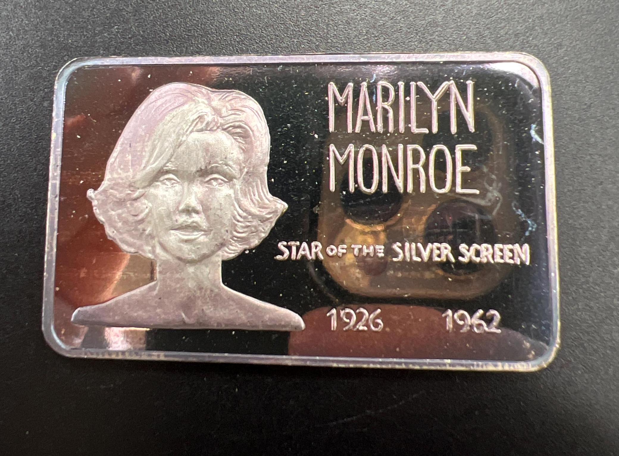 1926 1962 Marilyn Monroe 1 Oz Silver Art Bar Neat Toning Low Lucky