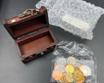 50 Uncirculated Coins from 50 Countries with Toy Treasure Chest