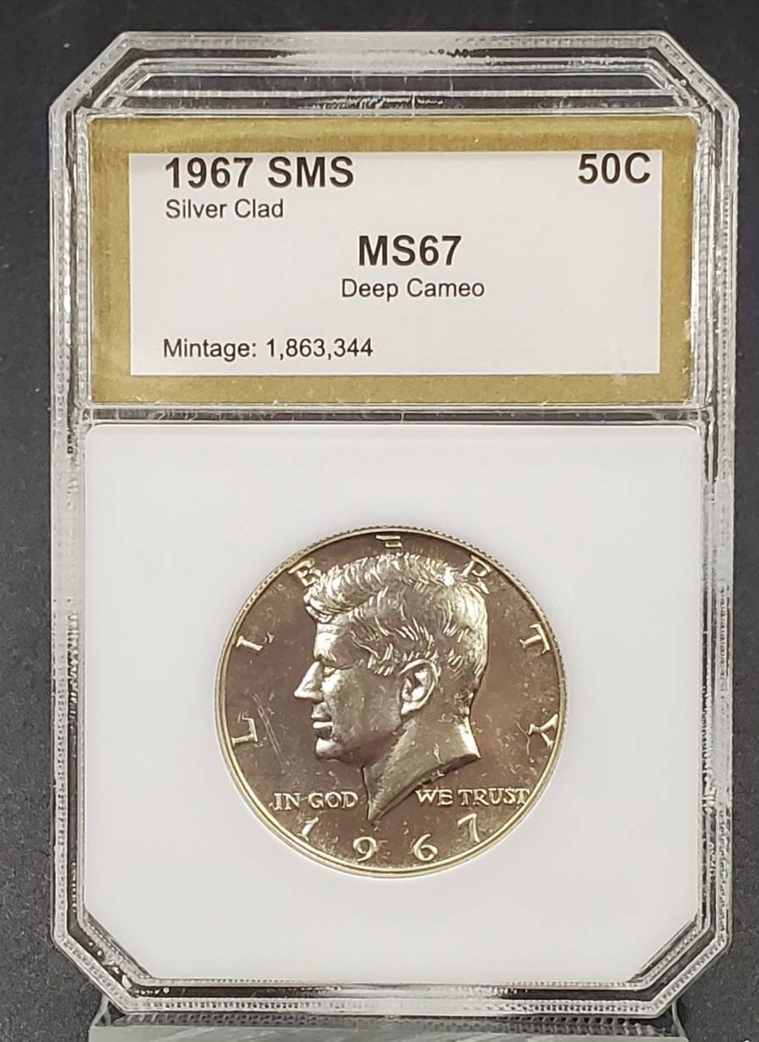 1967 SMS Kennedy Half Dollar Silver Clad Coin PCI MS67 Deep