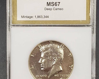 1967 SMS Kennedy Half Dollar Silver Clad Coin PCI MS67 Deep
