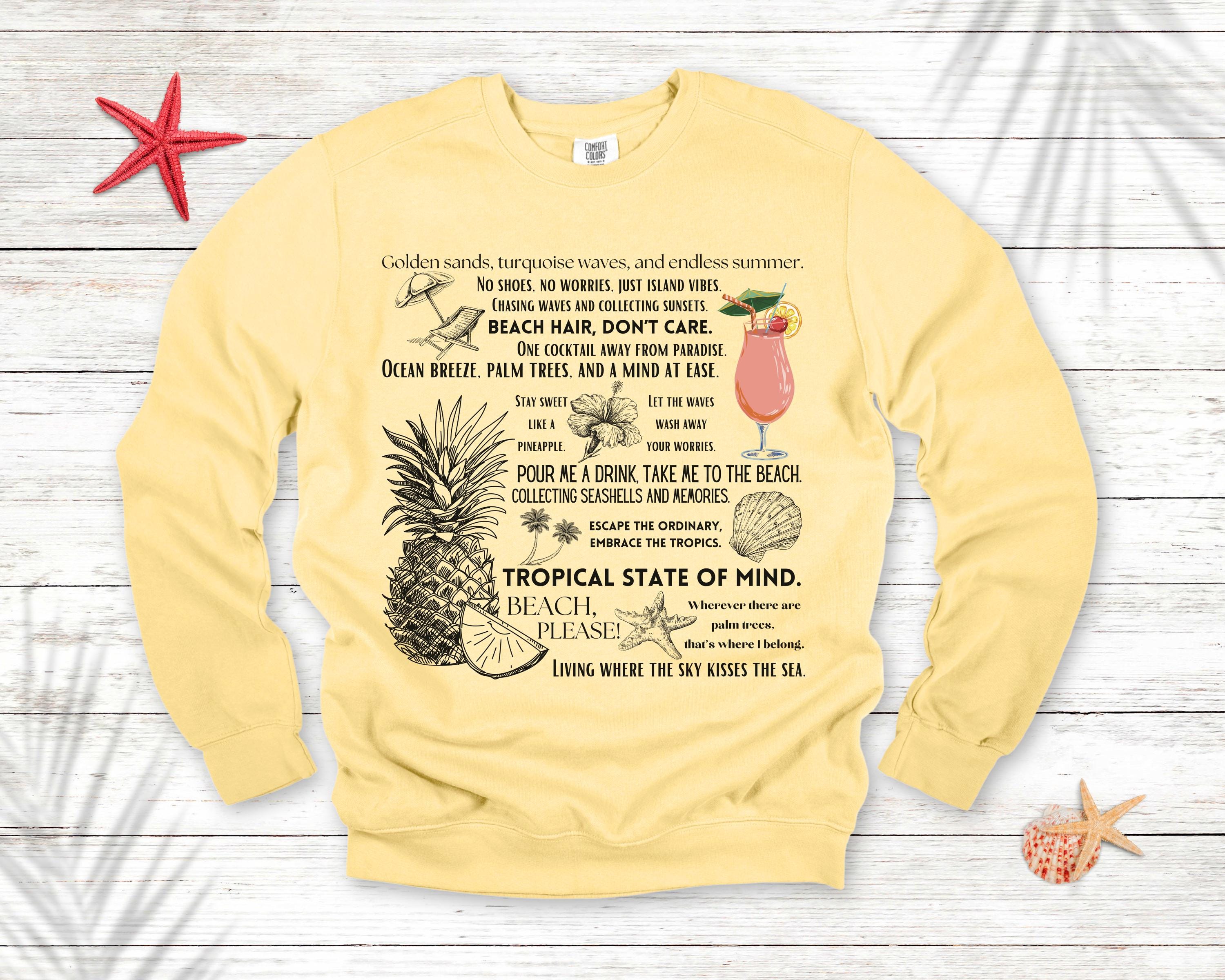 Island Vibes Sweatshirt, Tropical State of Mind, Comfort Colors, Summer Gift, Cozy Travel Apparel, Resort Wear, Perfect for Beach Lovers
