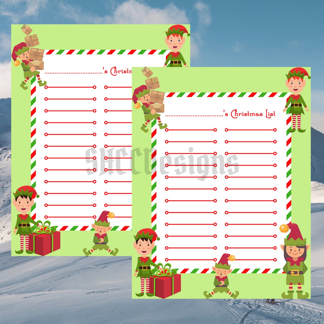 Elf Christmas Wish List. Fun Fillable Wish List for Kids of Etsy