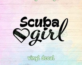 Scuba Girl Vinyl Decal: Glossy Dive Tank Sticker