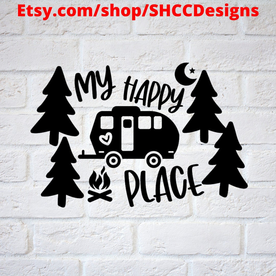 My Happy Place Camper Vinyl Decal / Camper Decal / Camp Life Decal