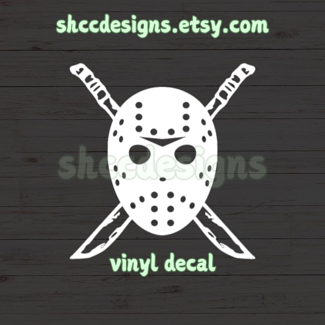 Hockey Mask With Crossed Machete Vinyl Decal / Die-cut / Window Sticker ...