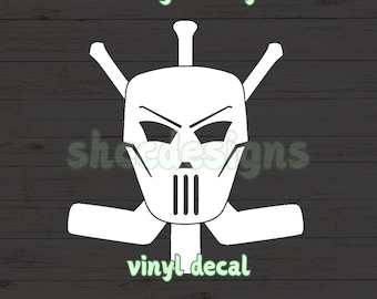 Hockey Mask Vigilante Vinyl Decal: Sticks & Bat Die-Cut Sticker