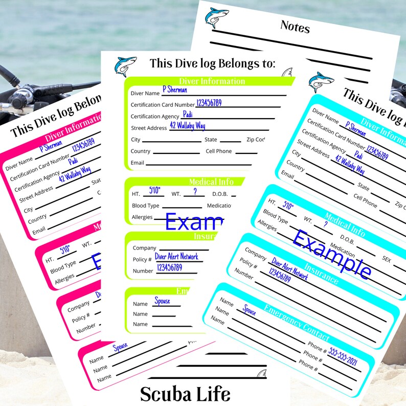 Scuba Diving Log Book: A5 Printable Dive Log Sheets (imperial Units ...