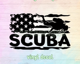 American Dive Flag Scuba Vinyl Decal: Scuba Diver Car Window Sticker