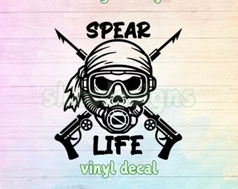 Pirate Skull Spearfishing Scuba Diver Vinyl Decal - NITROX Scuba Tank Sticker