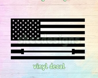 Bodybuilding Barbell American Flag Vinyl Decal / Die-Cut /  Window Sticker / Lap top / Tumbler