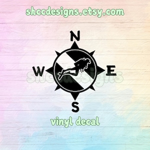 Scuba Diving Compass Vinyl Decal / Scuba Diver Decal / NITROX Decal / Dive Tank Decal  / Tumbler Decal / Diver Down Flag