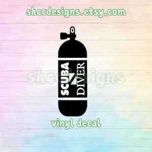 Scuba Diver Tank Adhesive Backed Vinyl Sticker Decal / Scuba Decal / Nitrox Decal / Dive Tank Decal / Tumbler Decal / Scuba Tank Decal