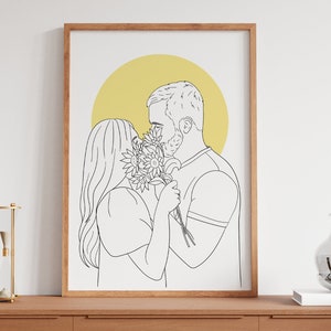 Custom drawing, Couple portrait, Line drawing, Custom drawing from photo, Minimalist portrait, Line art photo, Digital Prints, Gift, Sketch