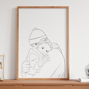 Custom line drawing, family photo, minimalist couple drawing, drawing from photo, pet line portrait, digital photo drawing, gift, sketch