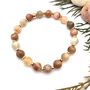 Sunstone w/Rose Gold Spacers & CZ Rose Gold Focal Bead