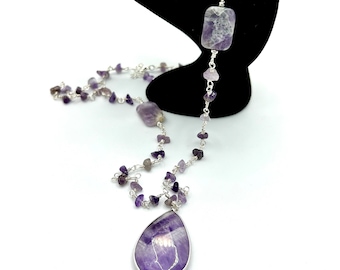 Agate & Amethyst Gemstone Chip Necklace