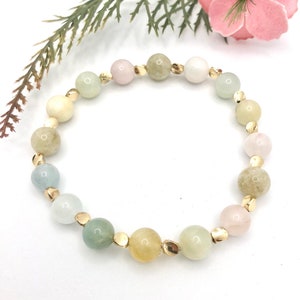 Morganite w/Wavy Gold Colored Spacers