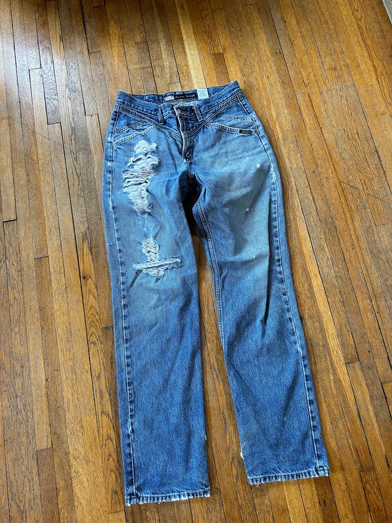11 Rockies 90s Distressed Cowgirl Jeans  Denim Blu