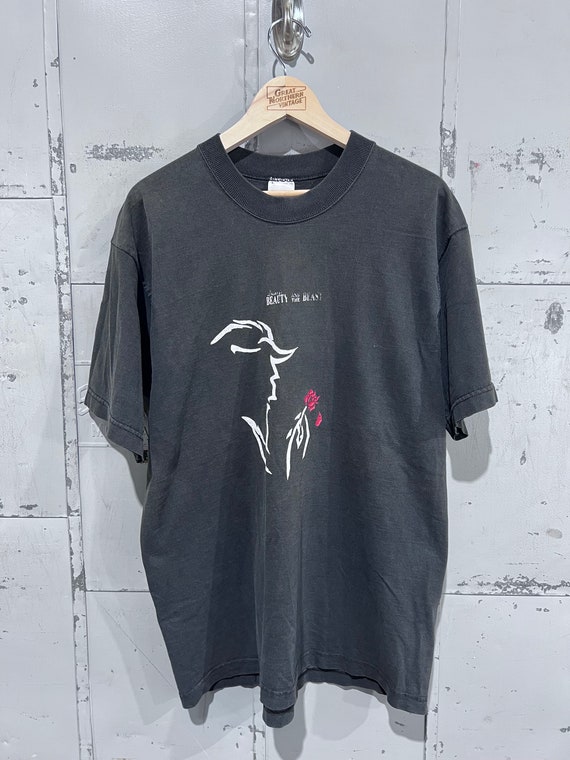 L 90s Beauty and the beast tshirt Disney princess… - image 1