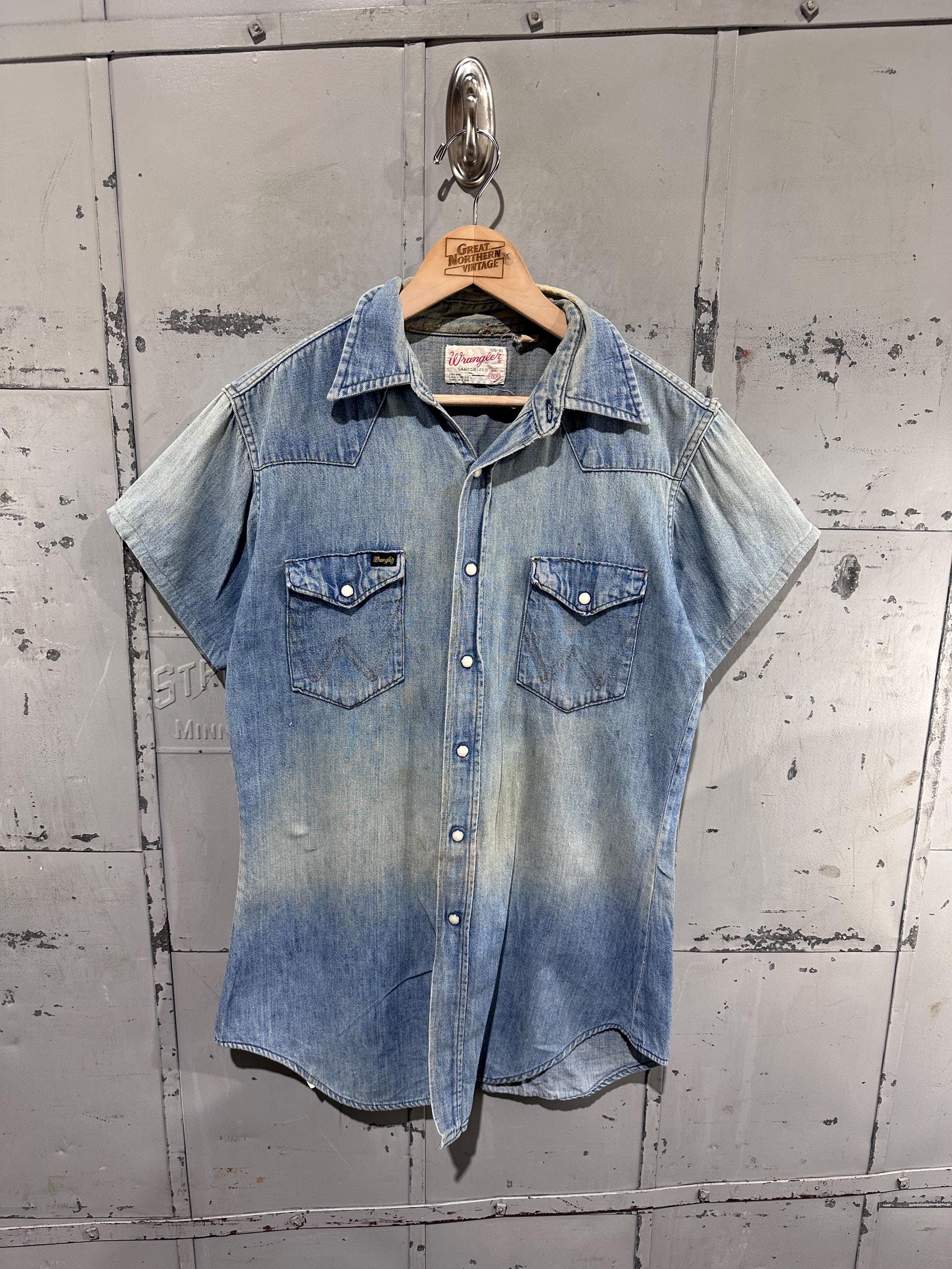 Wrangler Heren Logo Grote en Lange Twee Pocket Lange Mouw Shirt Knop