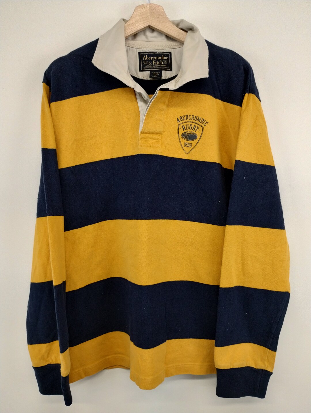 XL 90s Abercrombie & Fitch Striped Rugby Shirt 1990s Cotton Etsy