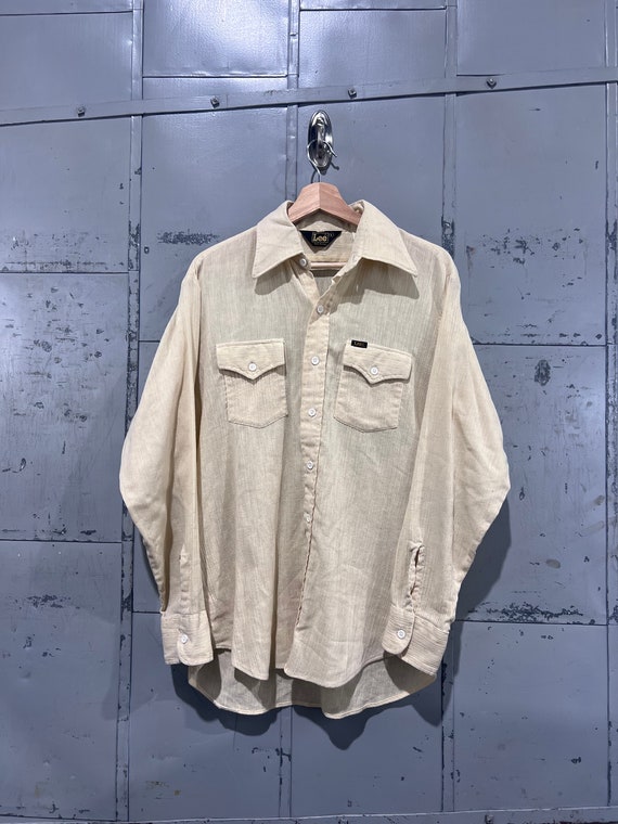 70s Lee Linen Western Wear pastel yellow tan  Butt