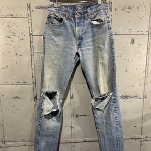 90年代リーバイスジーンズパンツ505 32x34 ダメージ加工 ライト 