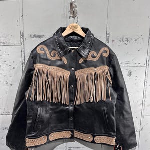 90s Leather Fringe Jacket - Etsy