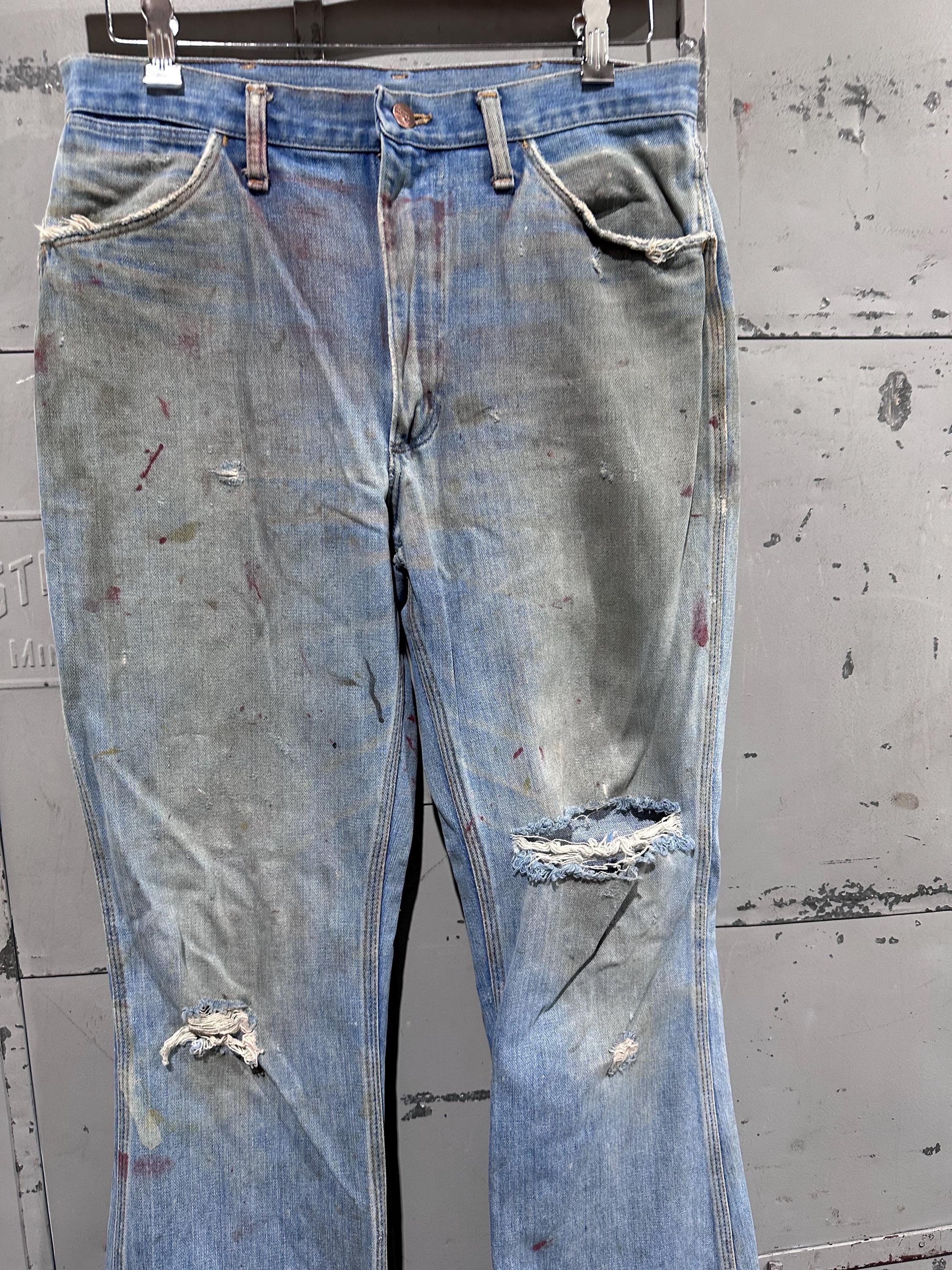 Vintage 70s Mudwash Distressed Thrashed Wrangler Workwear Flared