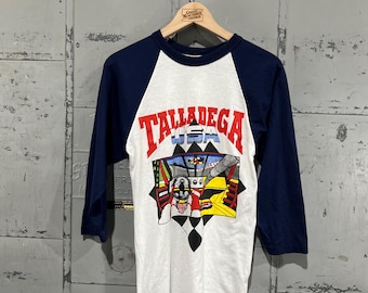 Size M  1980s Talladega nascar USA raglan graphic t shirt
