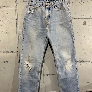 32x30 90er Jahre Levi’s 505 jeans orange tab light wash Denim Jeans zerstört