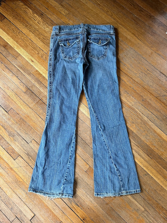 Vintage Low Rise Flared Jeans LEI Distressed Y2K 9