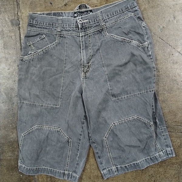 36 00s Karl Kani Baggy Patchwork Black Jean Shorts Y2K Cotton Pants Hip Hop Streetwear Jeans Jnco Style Opium