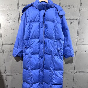 Vintage 1980s Blue Eddie Bauer Down Puffer Jacket Trench Style
