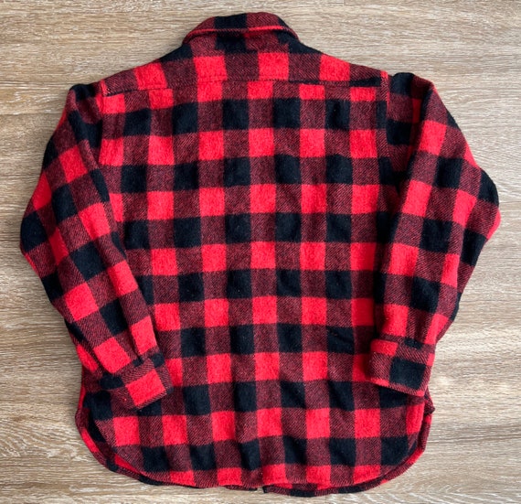 60’s Sears Pilgrim Wool Buffalo Plaid Red Flannel… - image 2