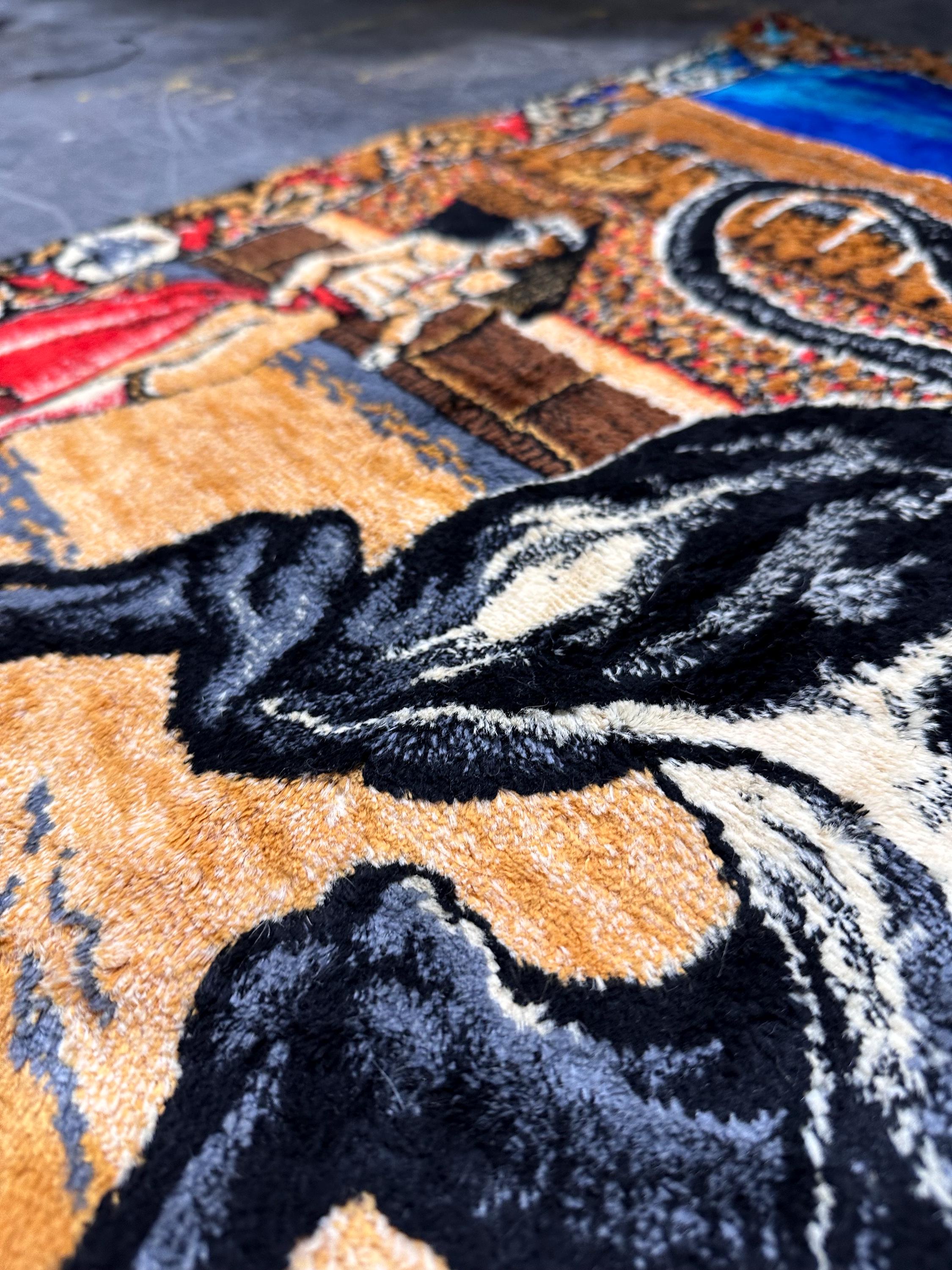 Vintage MCM Mid Century Velvet Tapestry Spain Spanish Bull Matador ...
