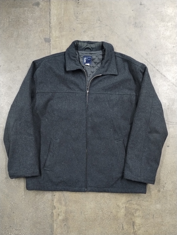 XXL 90s Gap Wool Harrington Black Jacket 1990s 198