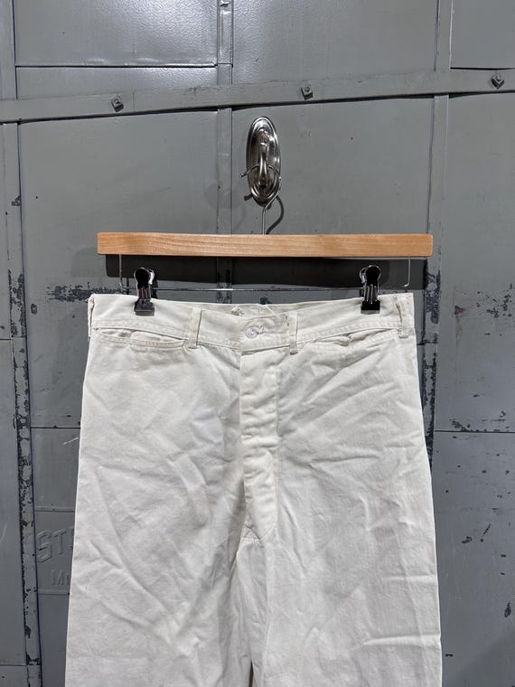 True Vintage 50s US Navy White Cotton Sailor's Bell Bottom Baggy