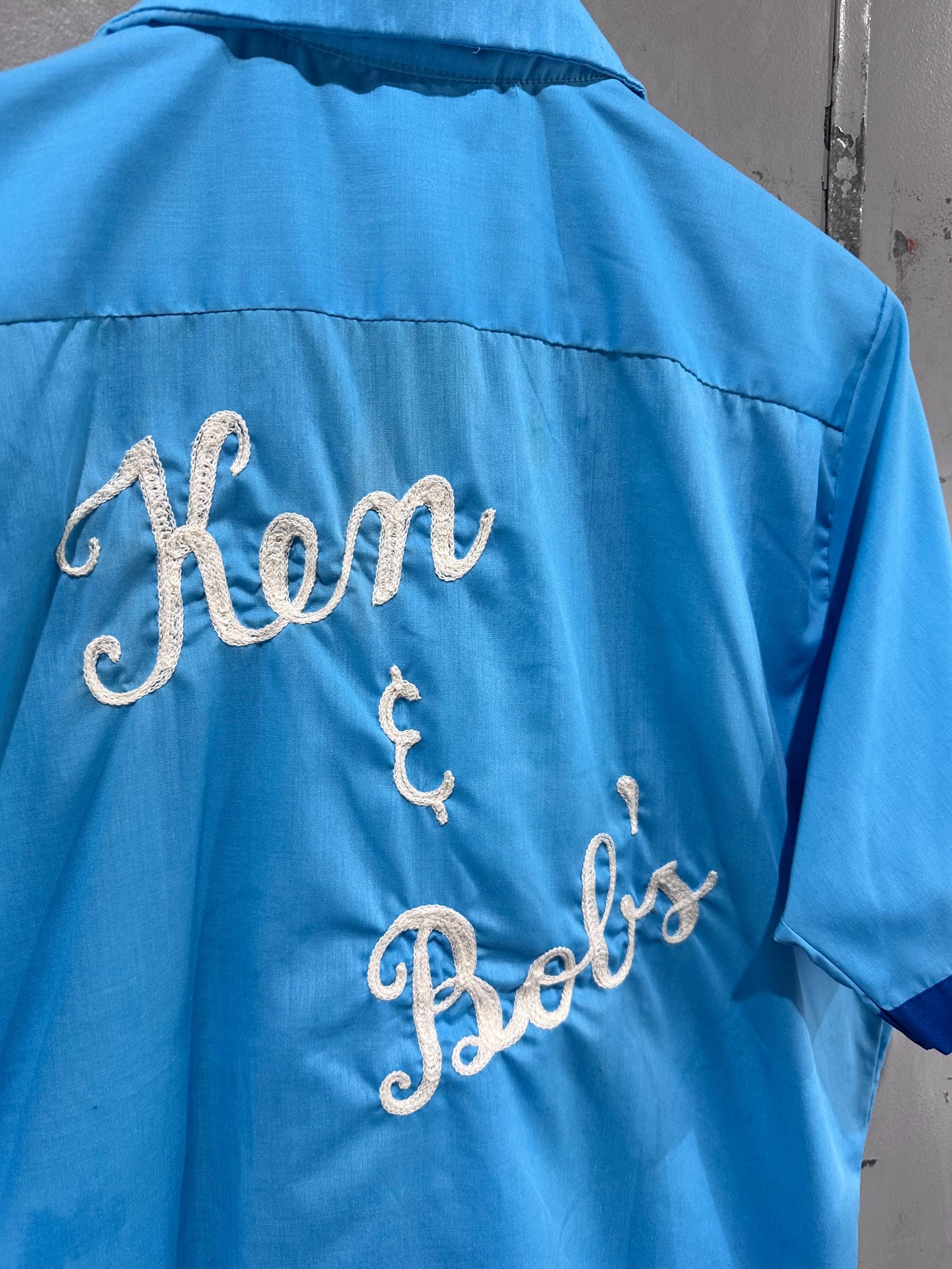 True Vintage 70's King Louie Brand Cyan Chain Stitch 