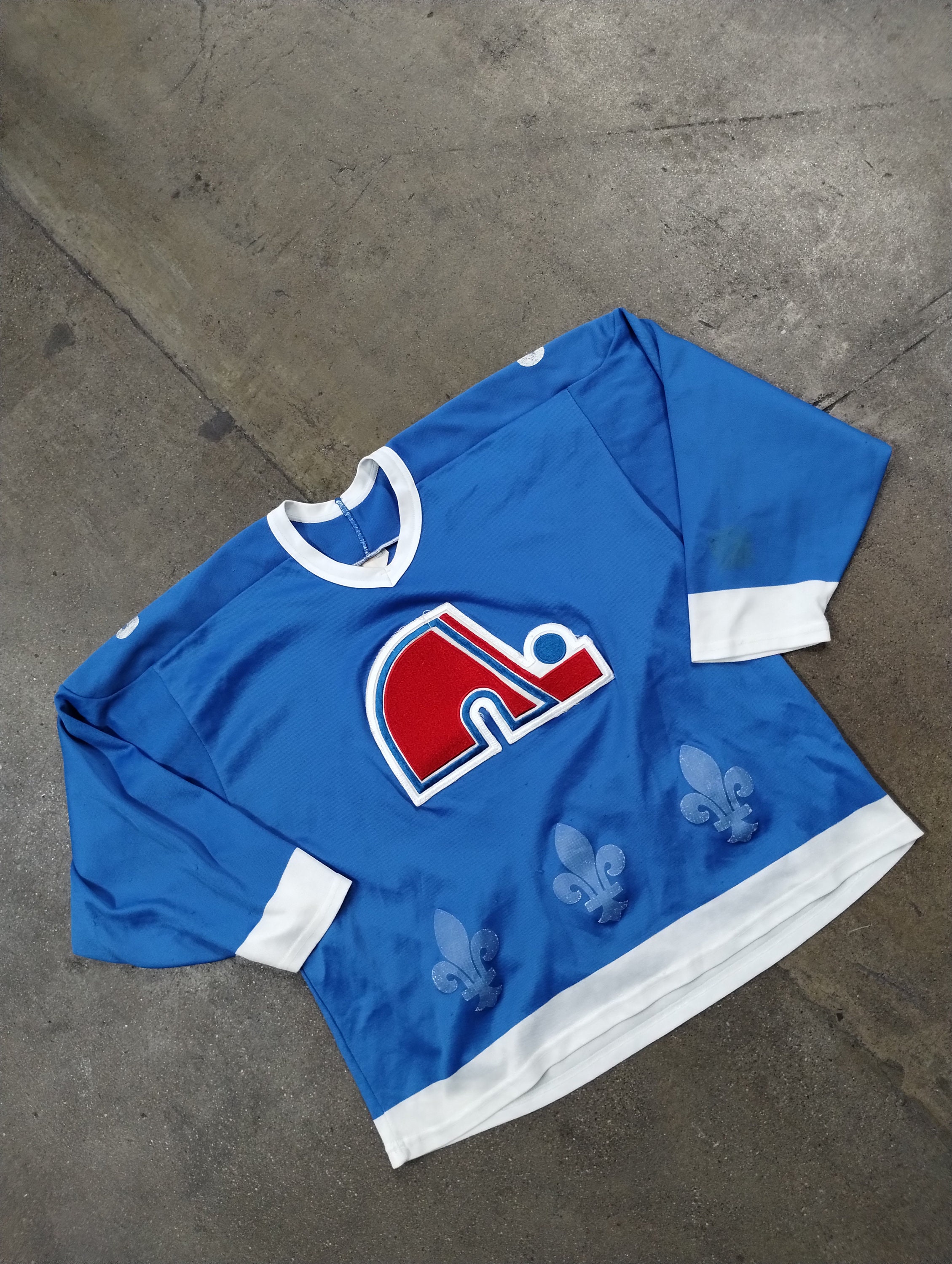 BURG-NWT-PRO-56 BLANK QUEBEC NORDIQUES NHL 75th PATCH CCM/MASKA AUTHENTIC  JERSEY