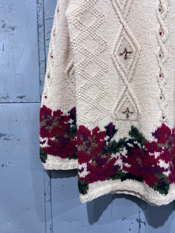 Vintage LL BEAN floral sweater chunky hand knit W… - image 2