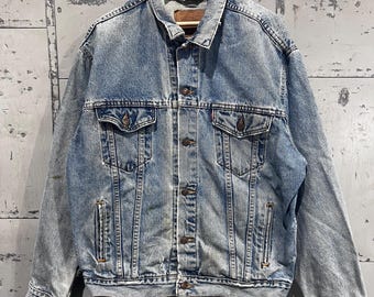 Veste De Ski Vintage 80s Le Coq Sportif - Taille L - Bleu Motif Funky - Capuche Nylon
