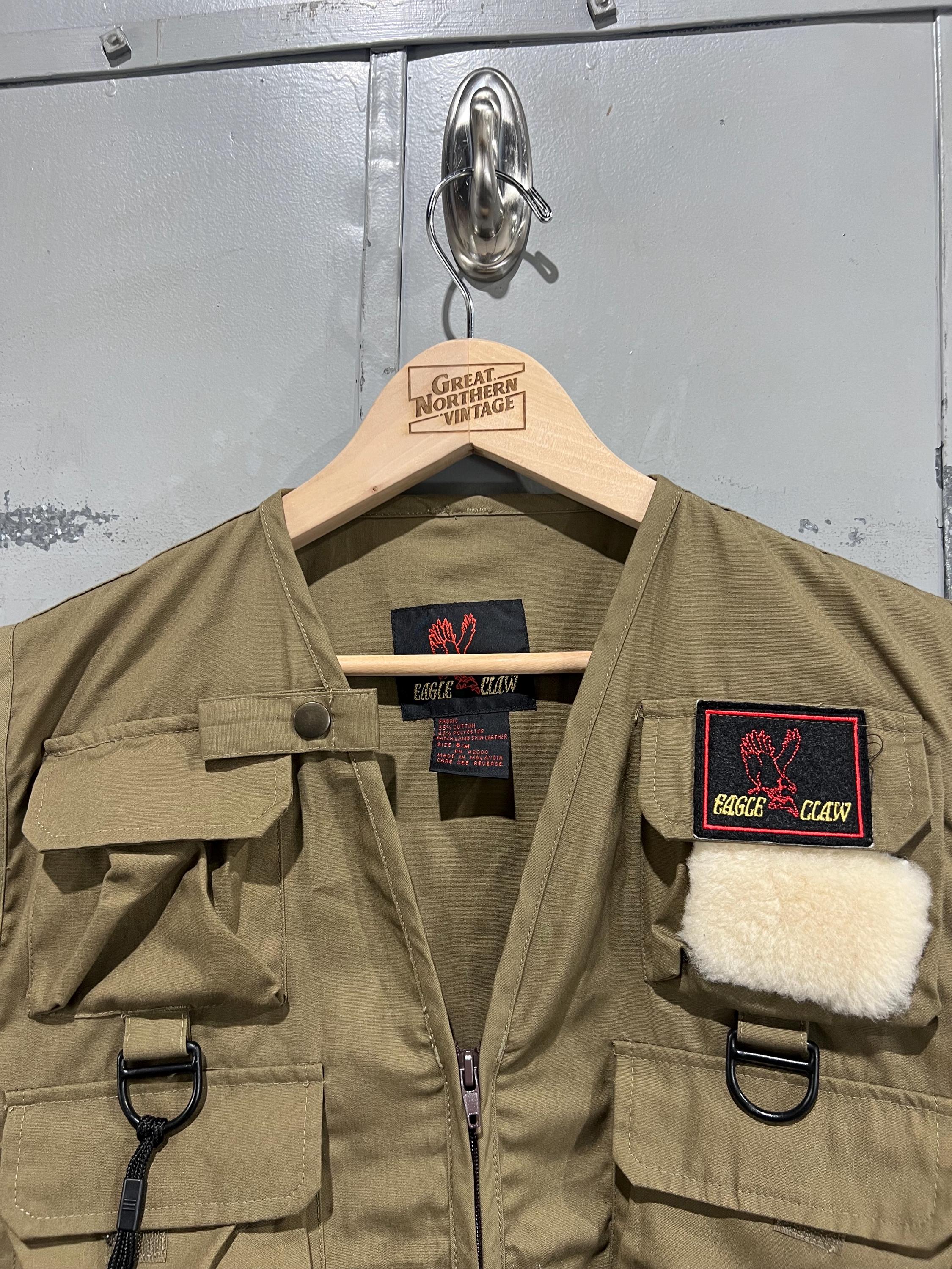 Large 70s 80s Cotton Fishing Vest Eagle Claw Fly Fishing