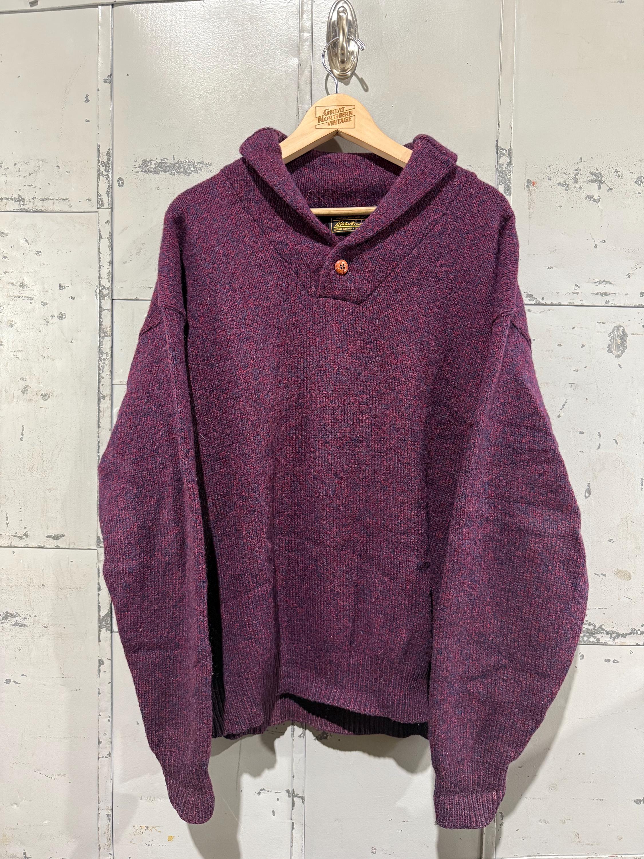トップス 80s Eddie bauer shawl color knit sweater Vintage 80s Purple Eddie Bauer Shawl Collar Sweater - Etsy