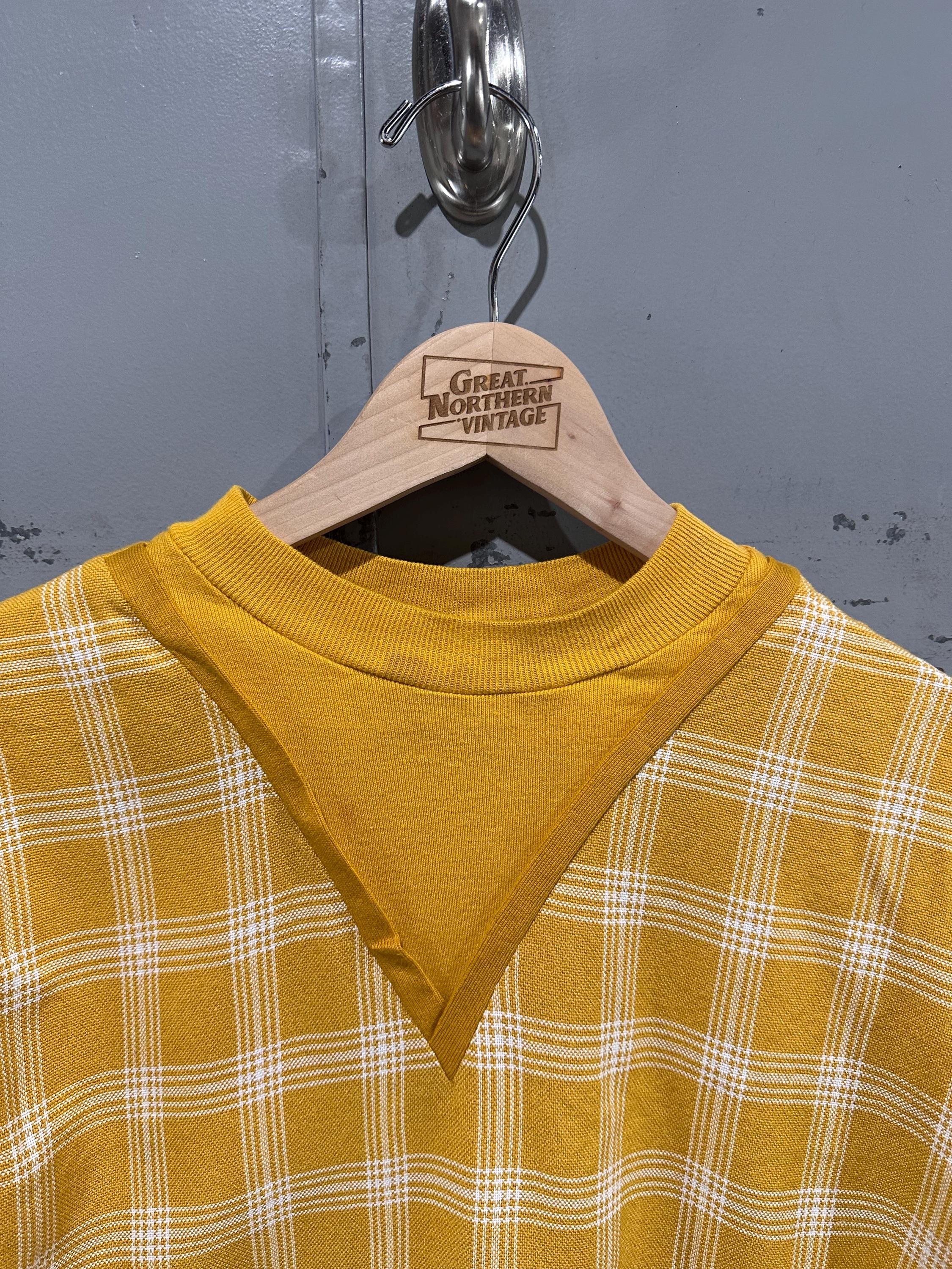 True Vintage 60s Campus Brand Yellow Plaid V Neck Preppy Cotton Blend ...