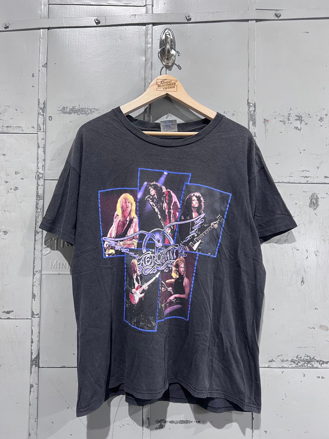T-Shirt Vintage Aerosmith World Tour 1994 'Get A Grip' - Taille XL Noir - Marque Giant - Occasion Très Bon État