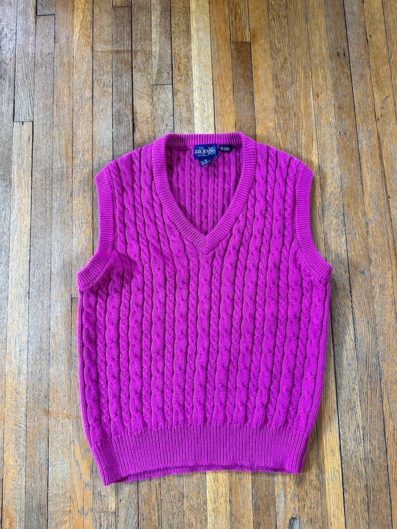 80s sweater vest pullover izod club cable knit pin