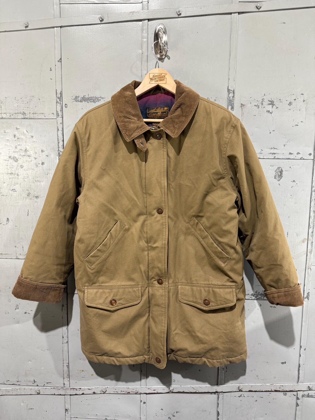 Vintage Eddie Bauer Chore Jacket Goose Down Insulated Coat Barn ...